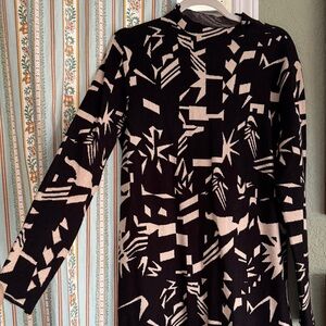 Black and Beige Patterned Sweater dress